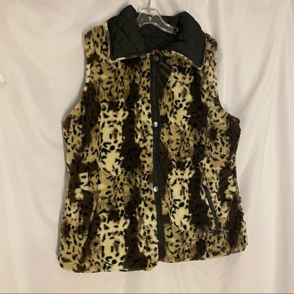 NW KC Collections Reversible Leopard Vest Sz 1X - Picture 4 of 16